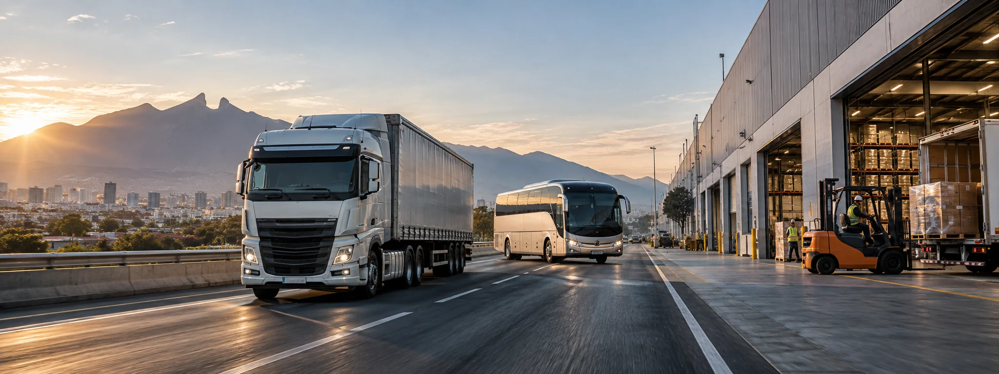 Transporte de carga, pasajeros y operación logística en un entorno industrial